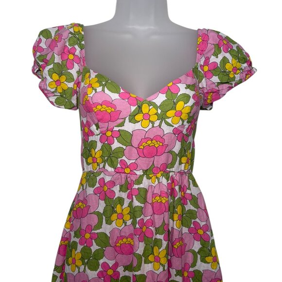 Show Me Your Mumu Cathy Floral Linen Maxi Dress Tie Back Small - Picture 5 of 6